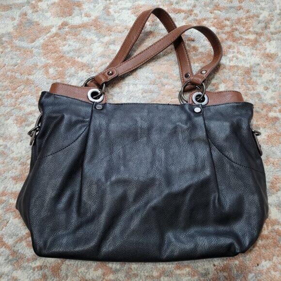 Clarks Black and Brown Leather Purse with Removable Clutch - Picture 1 of 13